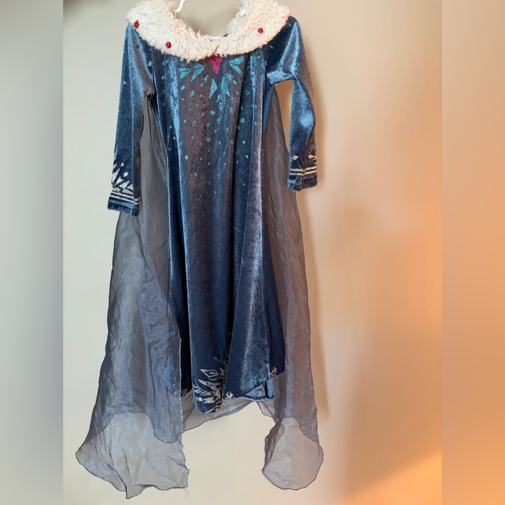 Frozen - Ice Winter Queen Blue Velvet Dress with Sheer Overlay